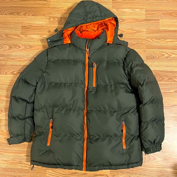 Outdoor Life Hooded Puffer Coat Winter Jacket Olive Green men’s large - Picture 1 of 10